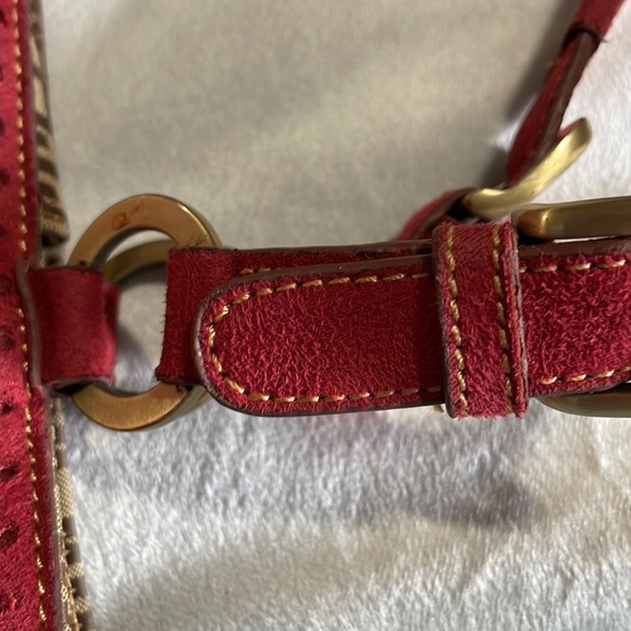 Tommy Hilfiger Red Leather Trimmed Multi Pocket Shoulder Bag/Purse - Picture 15 of 16